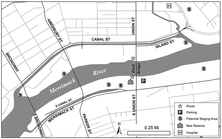 Map of Lawrence Roost and Staging Areas.